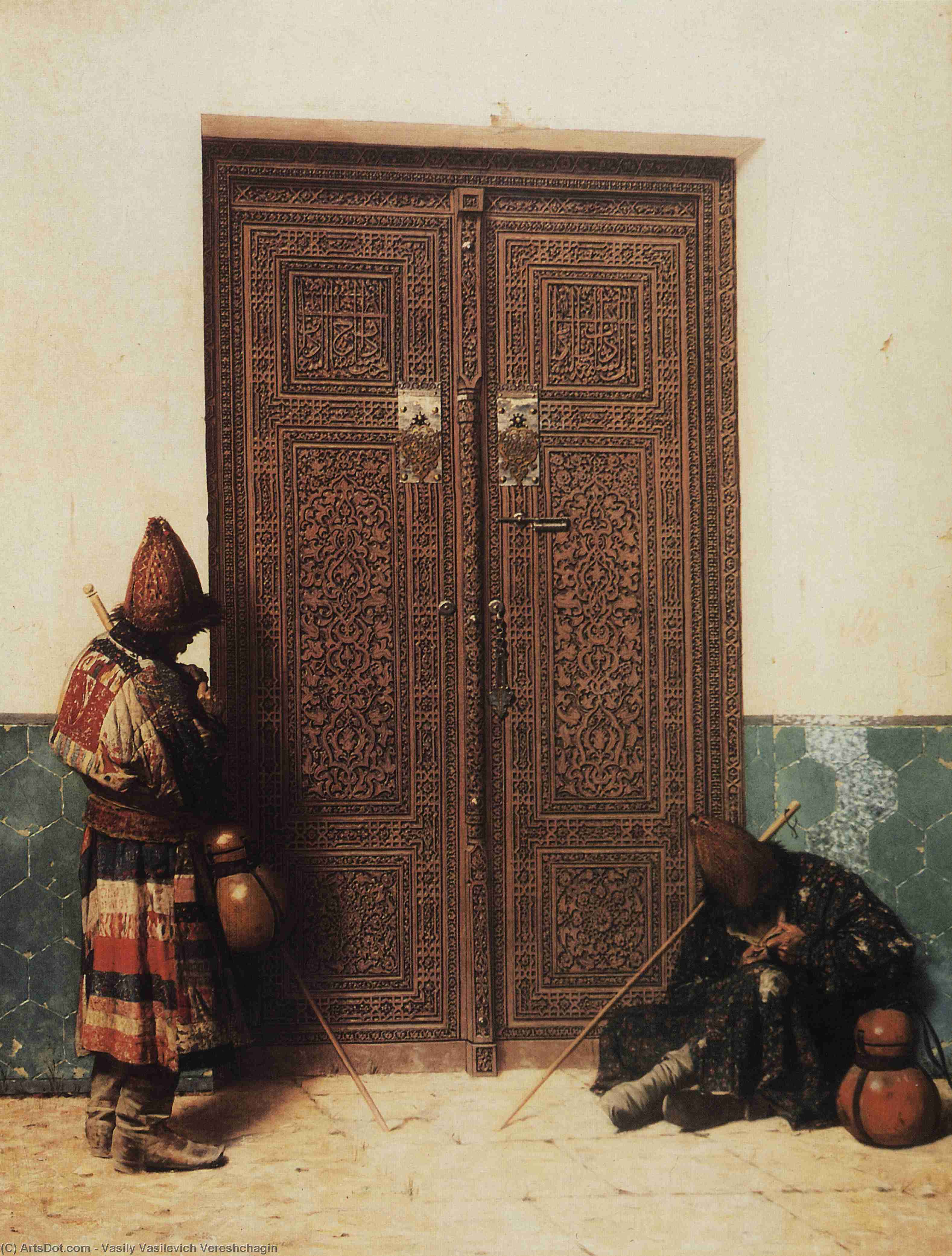 Wikioo.org - The Encyclopedia of Fine Arts - Painting, Artwork by Vasily Vasilevich Vereshchagin - At the Door of a Mosque