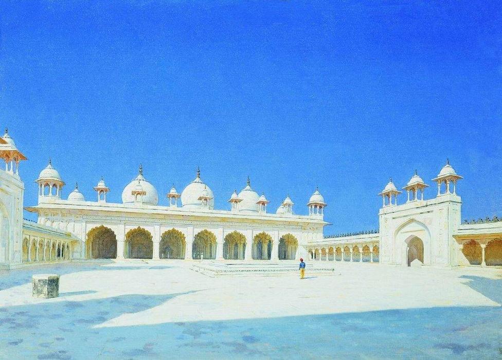 WikiOO.org - Enciclopédia das Belas Artes - Pintura, Arte por Vasily Vasilevich Vereshchagin - Moti Masjid (Pearl Mosque), Agra