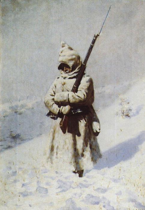 Wikioo.org - The Encyclopedia of Fine Arts - Painting, Artwork by Vasily Vasilevich Vereshchagin - Soldiers in the snow