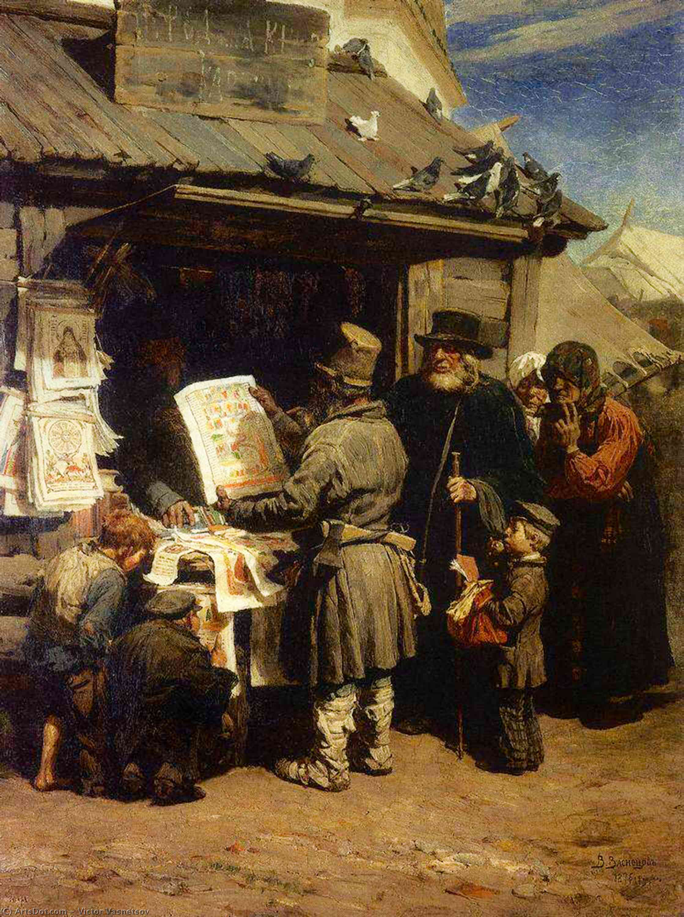 WikiOO.org - Encyclopedia of Fine Arts - Maľba, Artwork Victor Vasnetsov - At a Bookseller shop