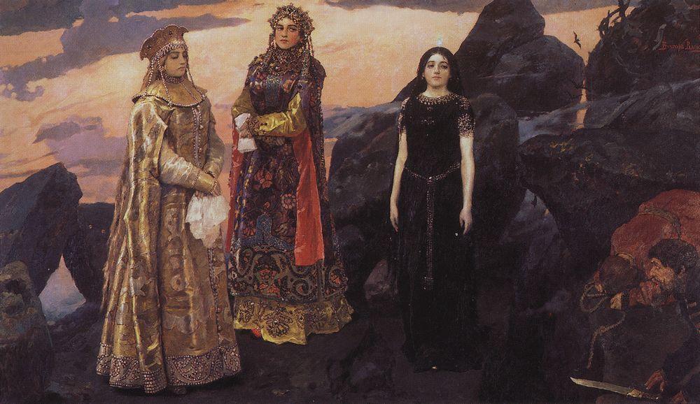 WikiOO.org - Enciclopédia das Belas Artes - Pintura, Arte por Victor Vasnetsov - Three princess of the Underworld