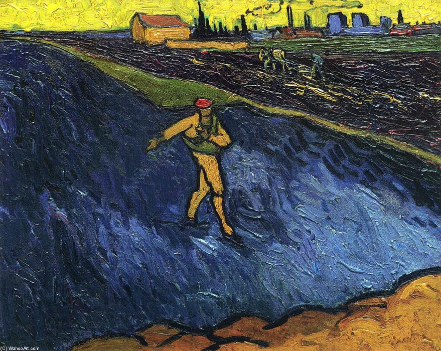 Wikioo.org - The Encyclopedia of Fine Arts - Painting, Artwork by Vincent Van Gogh - The Sower Outskirts of Arles in the Background