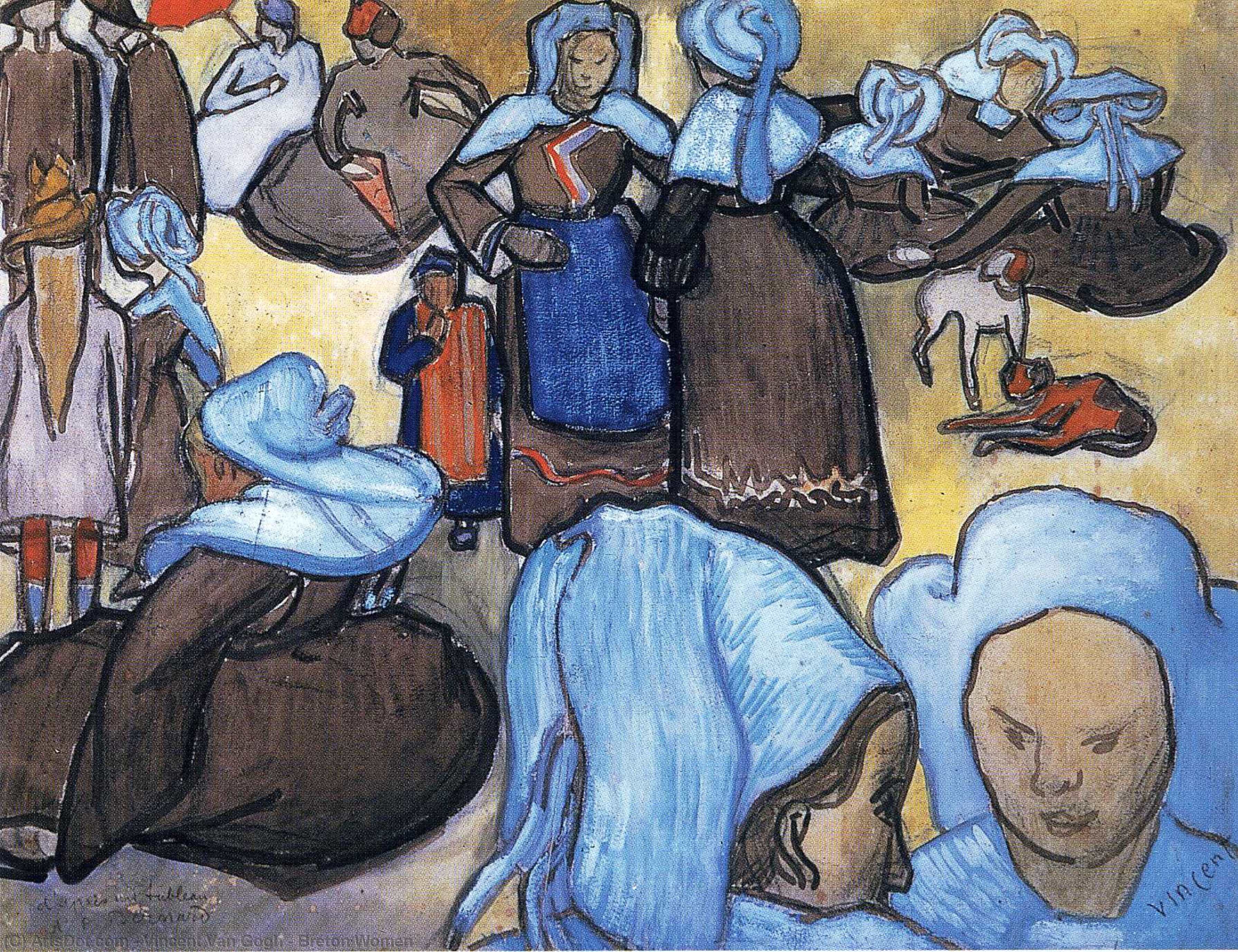 WikiOO.org - Енциклопедия за изящни изкуства - Живопис, Произведения на изкуството Vincent Van Gogh - Breton Women