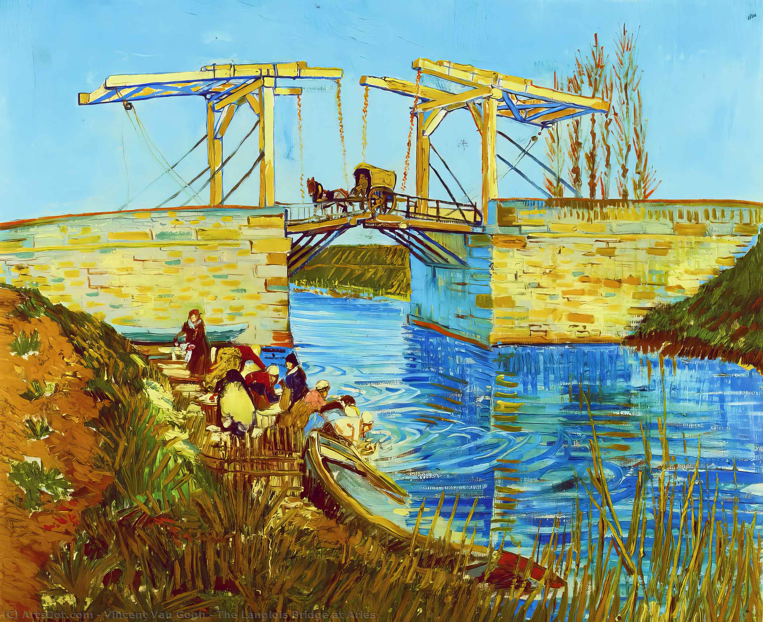 WikiOO.org - Encyclopedia of Fine Arts - Lukisan, Artwork Vincent Van Gogh - The Langlois Bridge at Arles