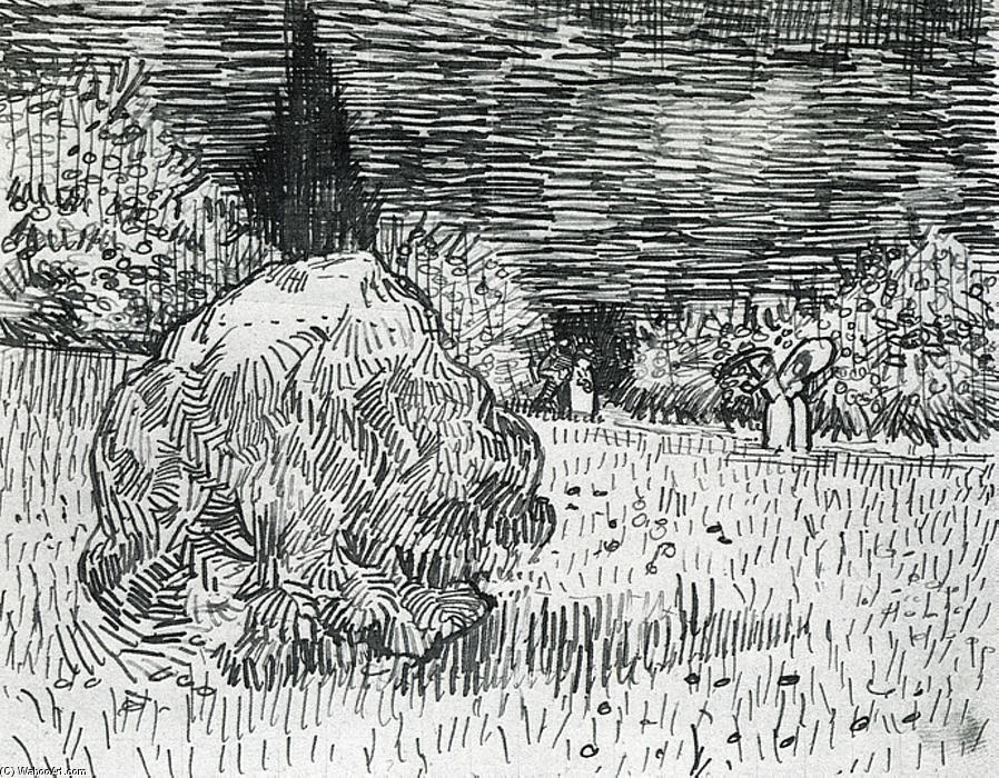 Wikoo.org - موسوعة الفنون الجميلة - اللوحة، العمل الفني Vincent Van Gogh - Bush in the Park at Arles