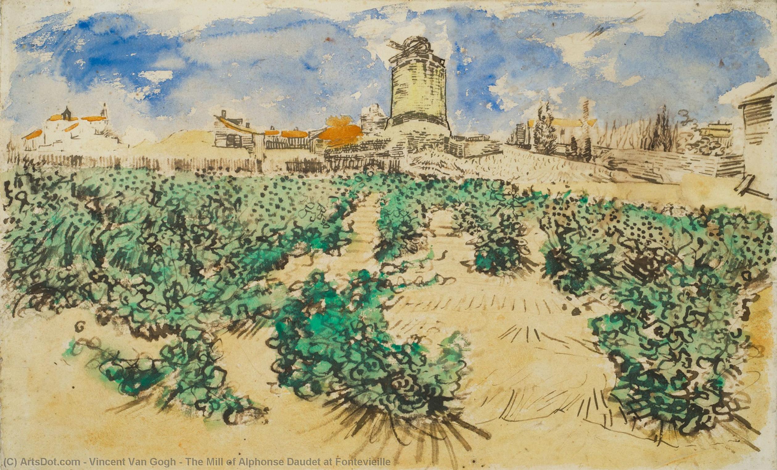 WikiOO.org - Encyclopedia of Fine Arts - Lukisan, Artwork Vincent Van Gogh - The Mill of Alphonse Daudet at Fontevieille