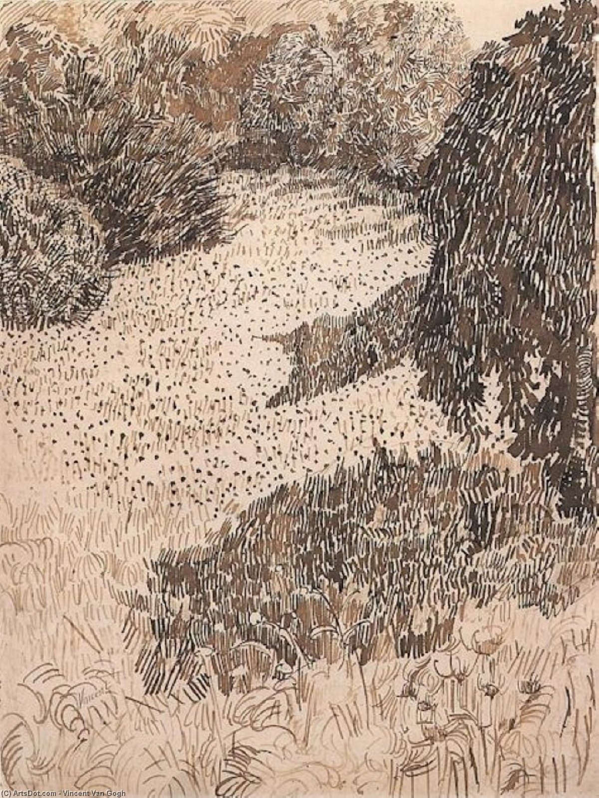 WikiOO.org - Encyclopedia of Fine Arts - Lukisan, Artwork Vincent Van Gogh - The Corner of the Park