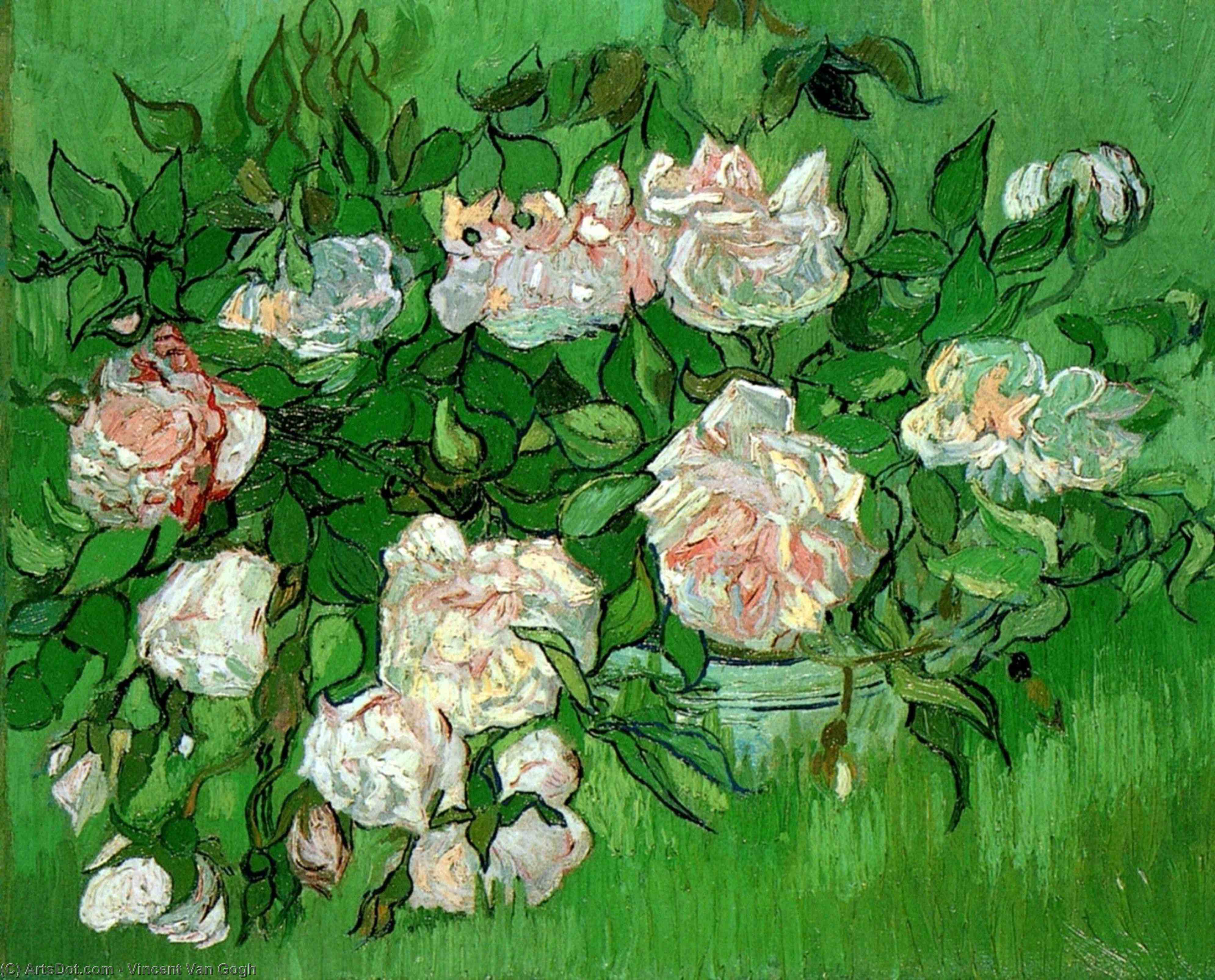 Wikioo.org – L'Encyclopédie des Beaux Arts - Peinture, Oeuvre de Vincent Van Gogh - nature morte - roses roses