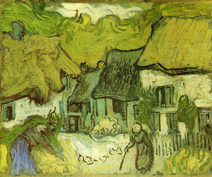 WikiOO.org - Енциклопедия за изящни изкуства - Живопис, Произведения на изкуството Vincent Van Gogh - Thatched Cottages in Jorgus