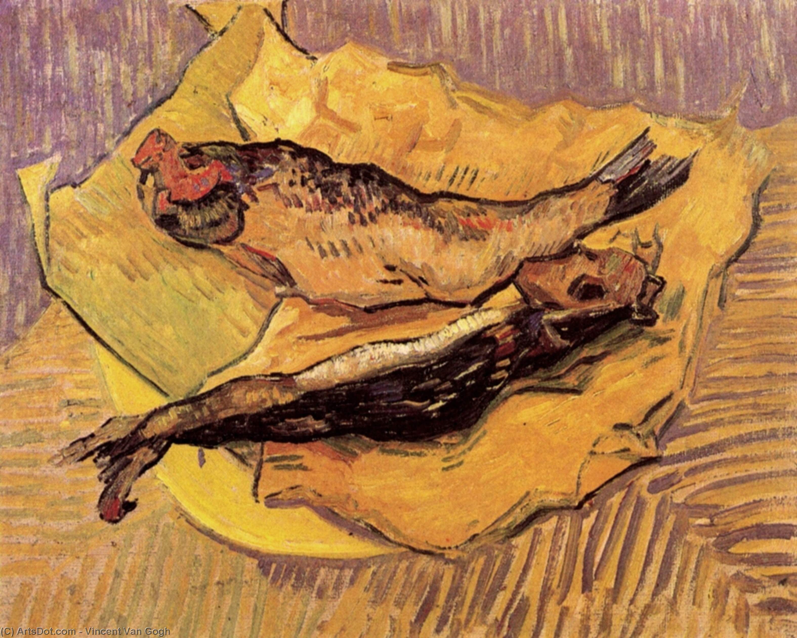 WikiOO.org - Enciclopédia das Belas Artes - Pintura, Arte por Vincent Van Gogh - Bloaters on a Piece of Yellow Paper