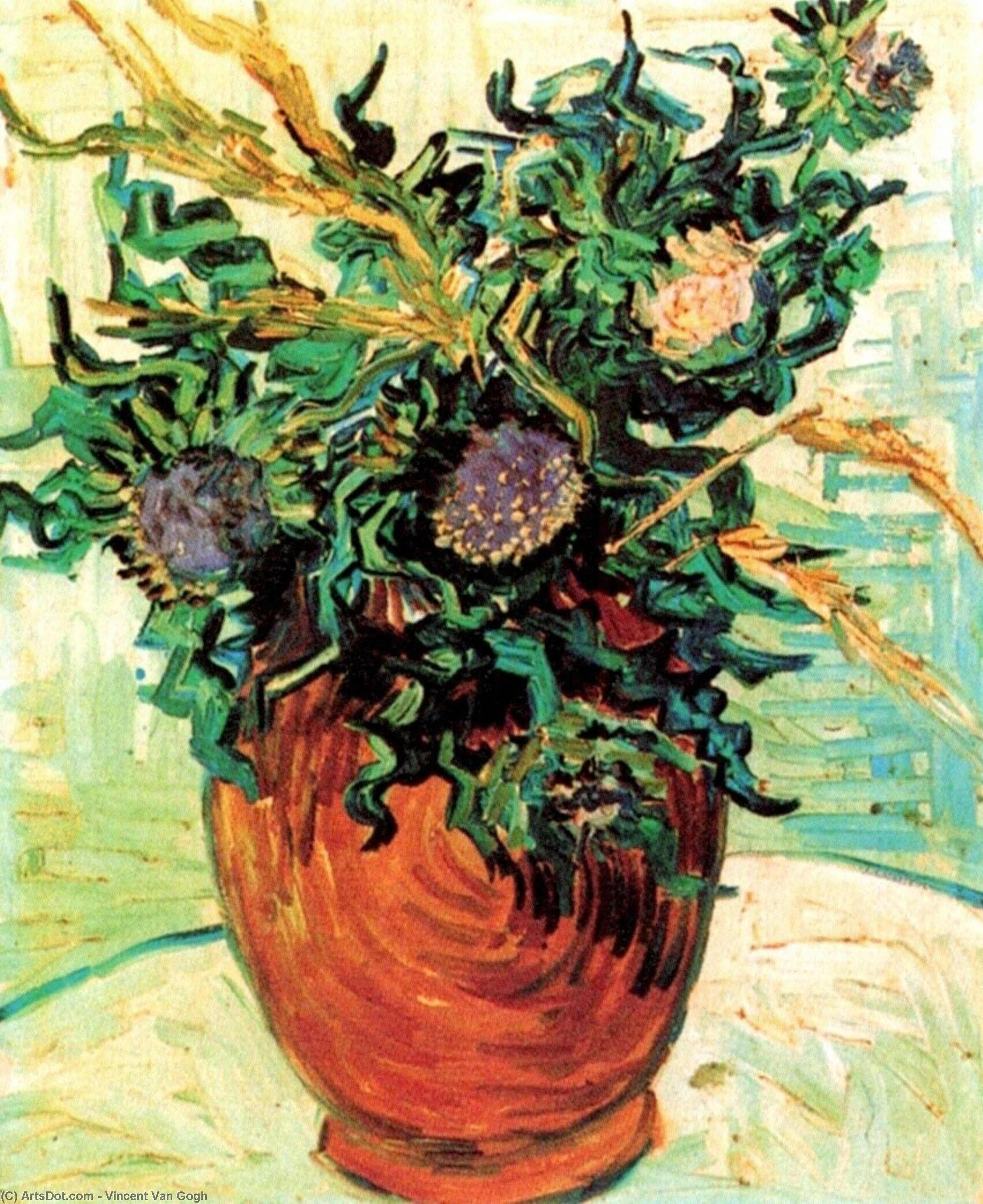 Wikioo.org - The Encyclopedia of Fine Arts - Painting, Artwork by Vincent Van Gogh - Still Life with Thistles