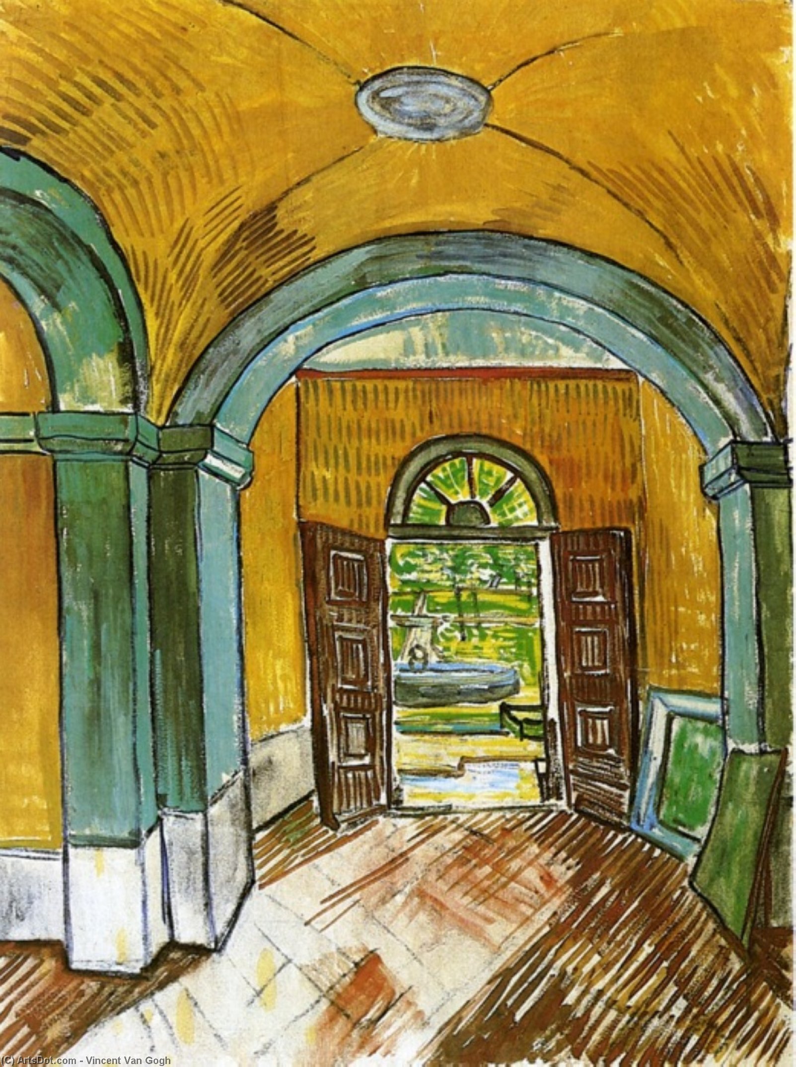 Wikioo.org - The Encyclopedia of Fine Arts - Painting, Artwork by Vincent Van Gogh - The Entrance Hall of Saint-Paul Hospital