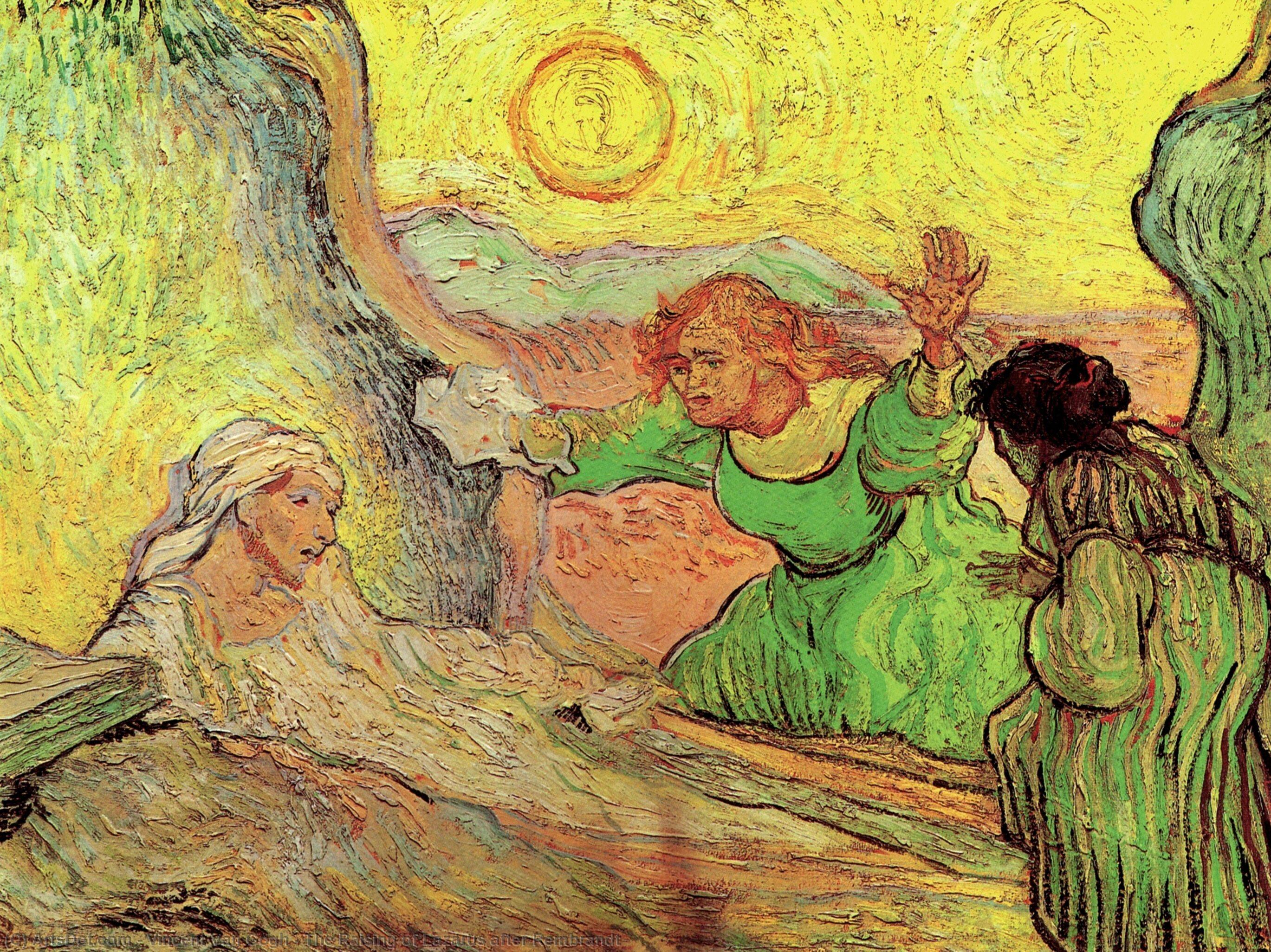 WikiOO.org – 美術百科全書 - 繪畫，作品 Vincent Van Gogh - 关于提升 的  拉撒路  后  伦勃朗