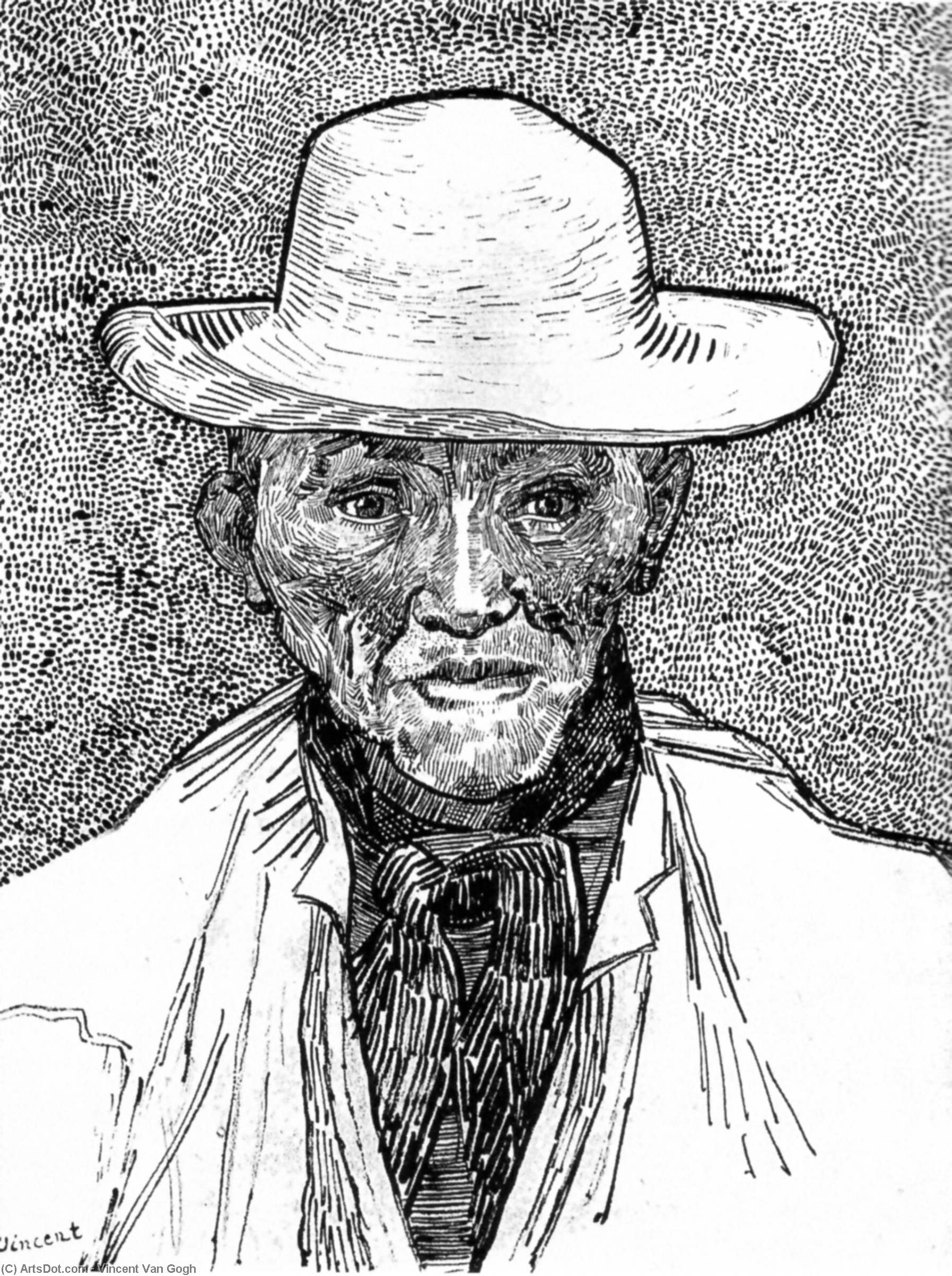 WikiOO.org - Енциклопедия за изящни изкуства - Живопис, Произведения на изкуството Vincent Van Gogh - Farmer with straw hat