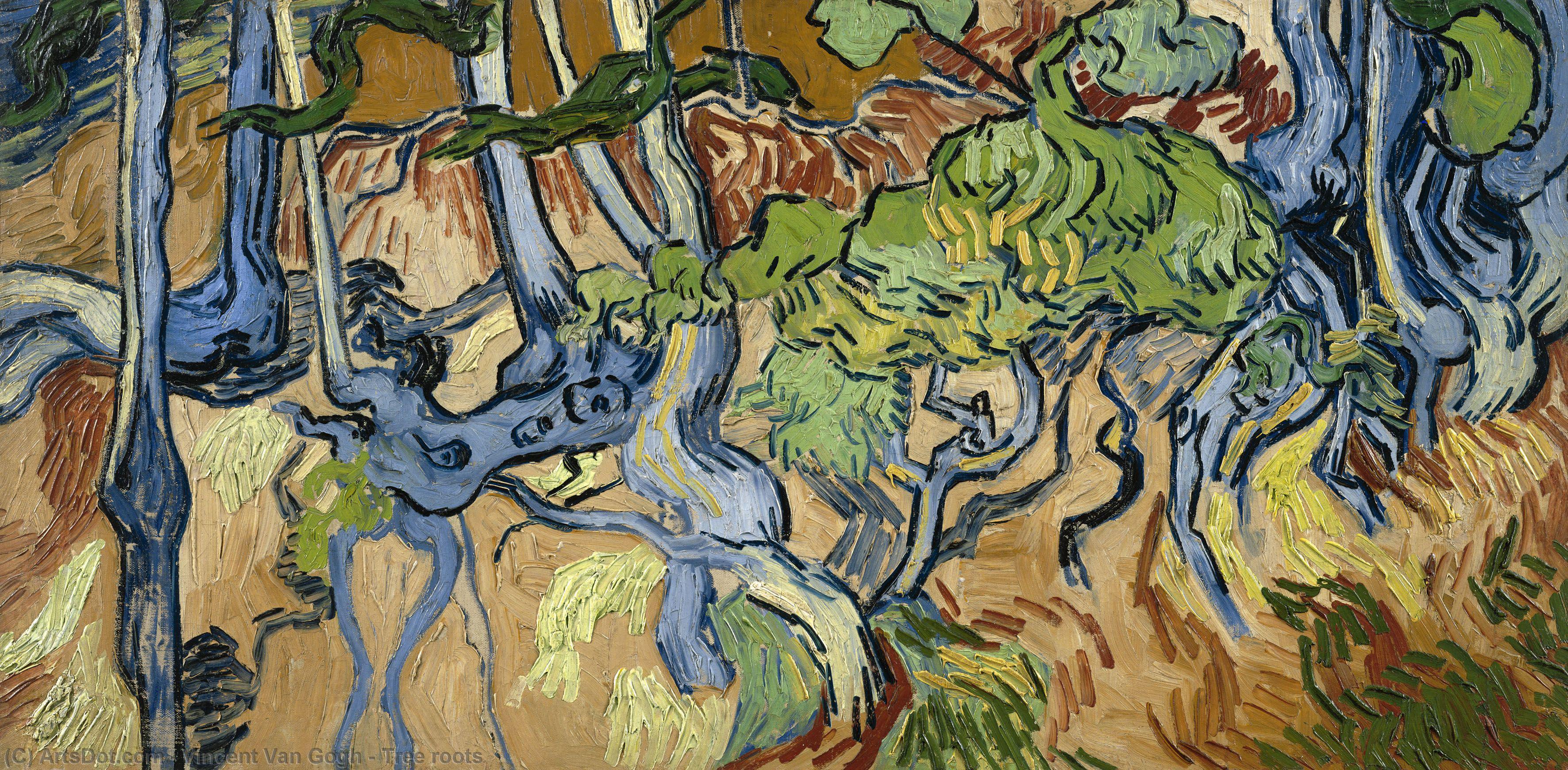 Wikioo.org - Die Enzyklopädie bildender Kunst - Malerei, Kunstwerk von Vincent Van Gogh - baumwurzeln