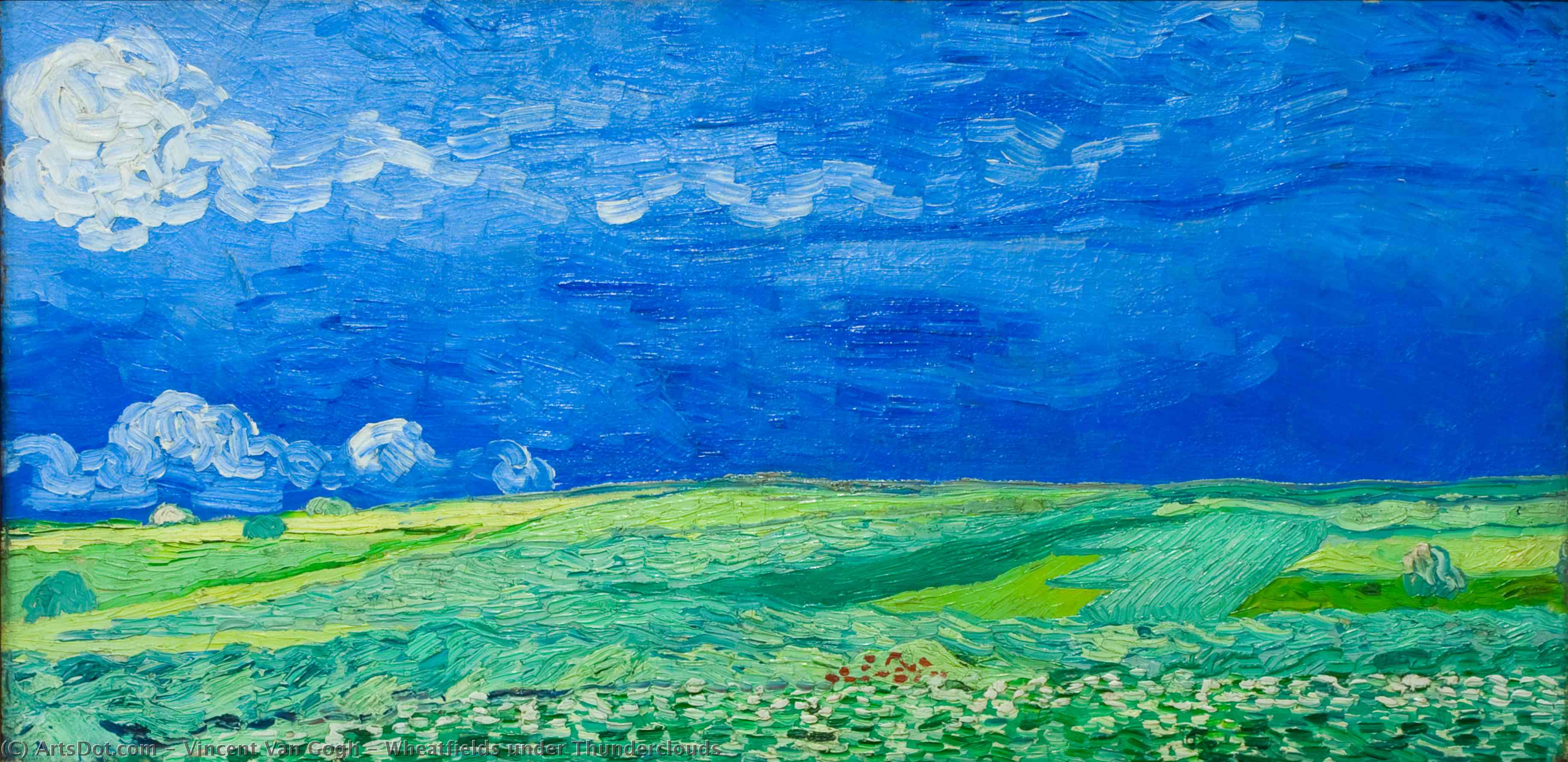 Wikioo.org – La Enciclopedia de las Bellas Artes - Pintura, Obras de arte de Vincent Van Gogh - campos de trigo bajo nubes de tormenta