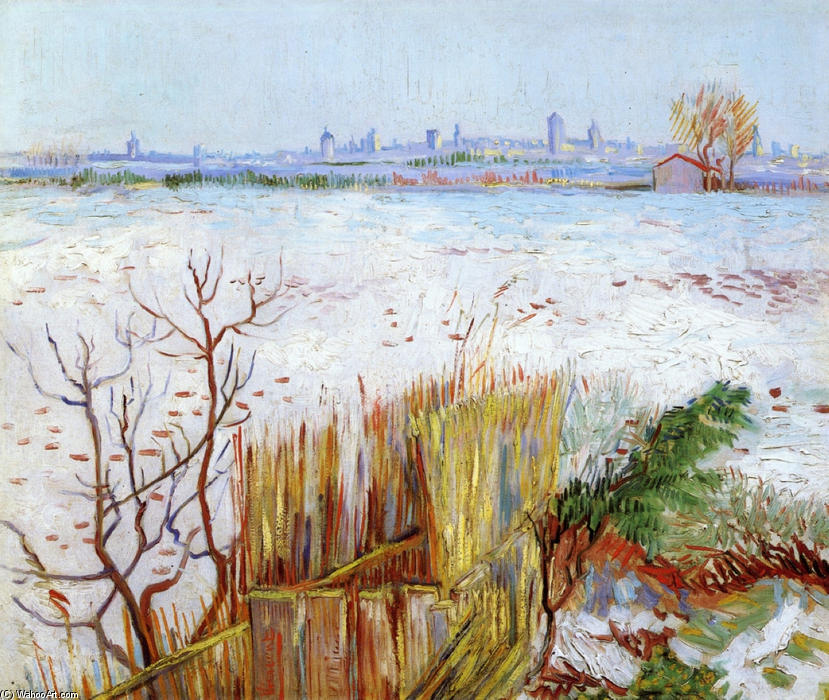 Wikioo.org - The Encyclopedia of Fine Arts - Painting, Artwork by Vincent Van Gogh - Snowy Landscape with Arles in the Background