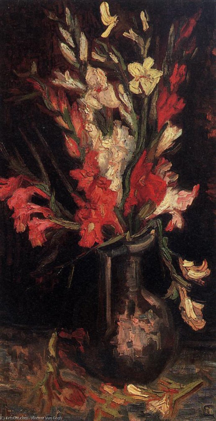 WikiOO.org - 百科事典 - 絵画、アートワーク Vincent Van Gogh - 花瓶 と一緒に 赤 gladioli