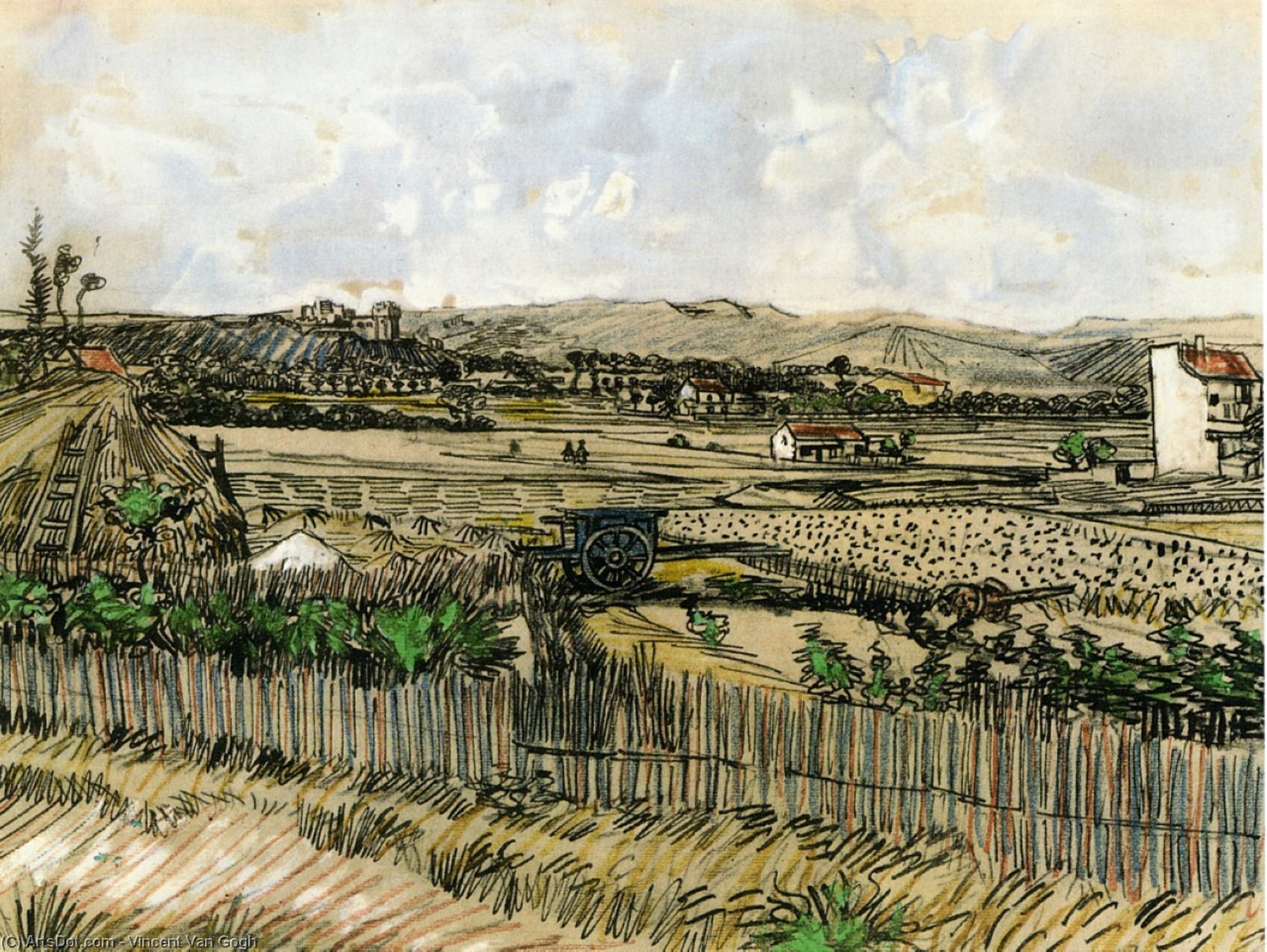 Wikioo.org - The Encyclopedia of Fine Arts - Painting, Artwork by Vincent Van Gogh - Harvest in Provence, at the Left Montmajour