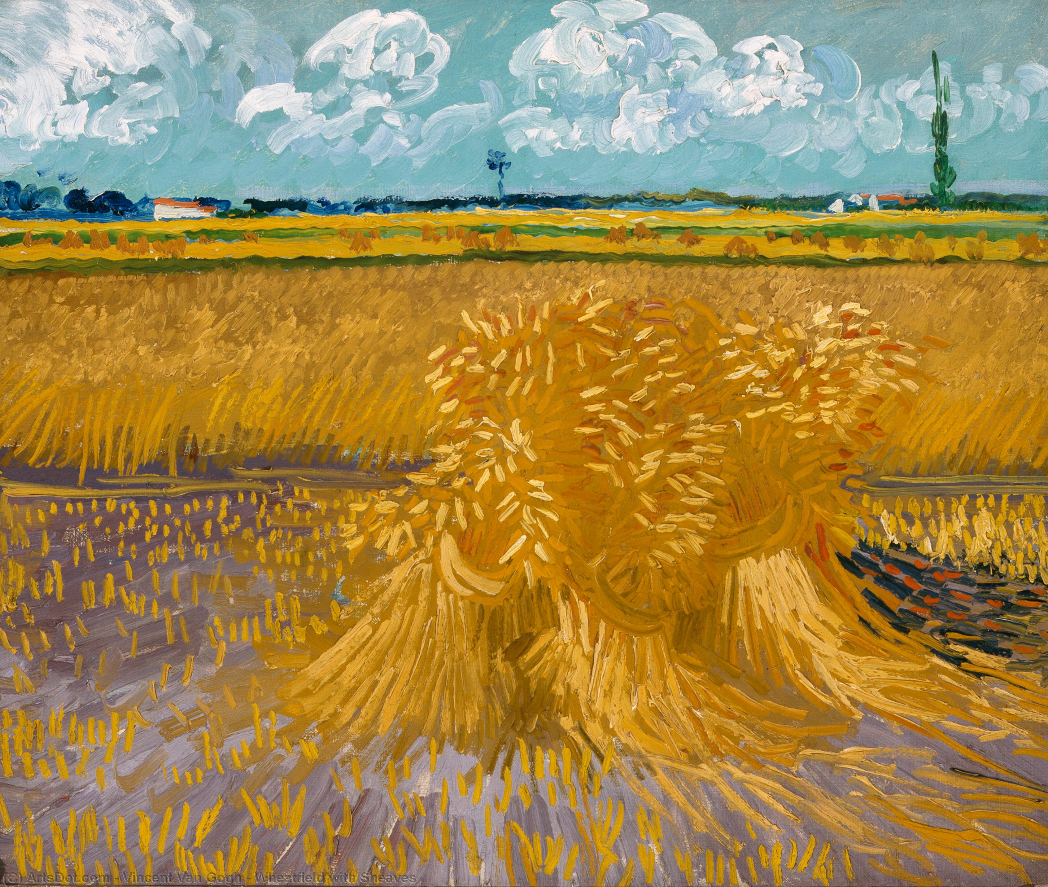 Wikioo.org - The Encyclopedia of Fine Arts - Painting, Artwork by Vincent Van Gogh - Wheatfield with Sheaves