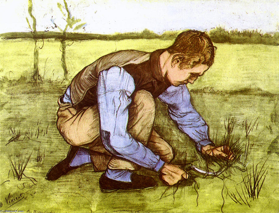 Wikioo.org - Encyklopedia Sztuk Pięknych - Malarstwo, Grafika Vincent Van Gogh - Boy Cutting Grass with a Sickle