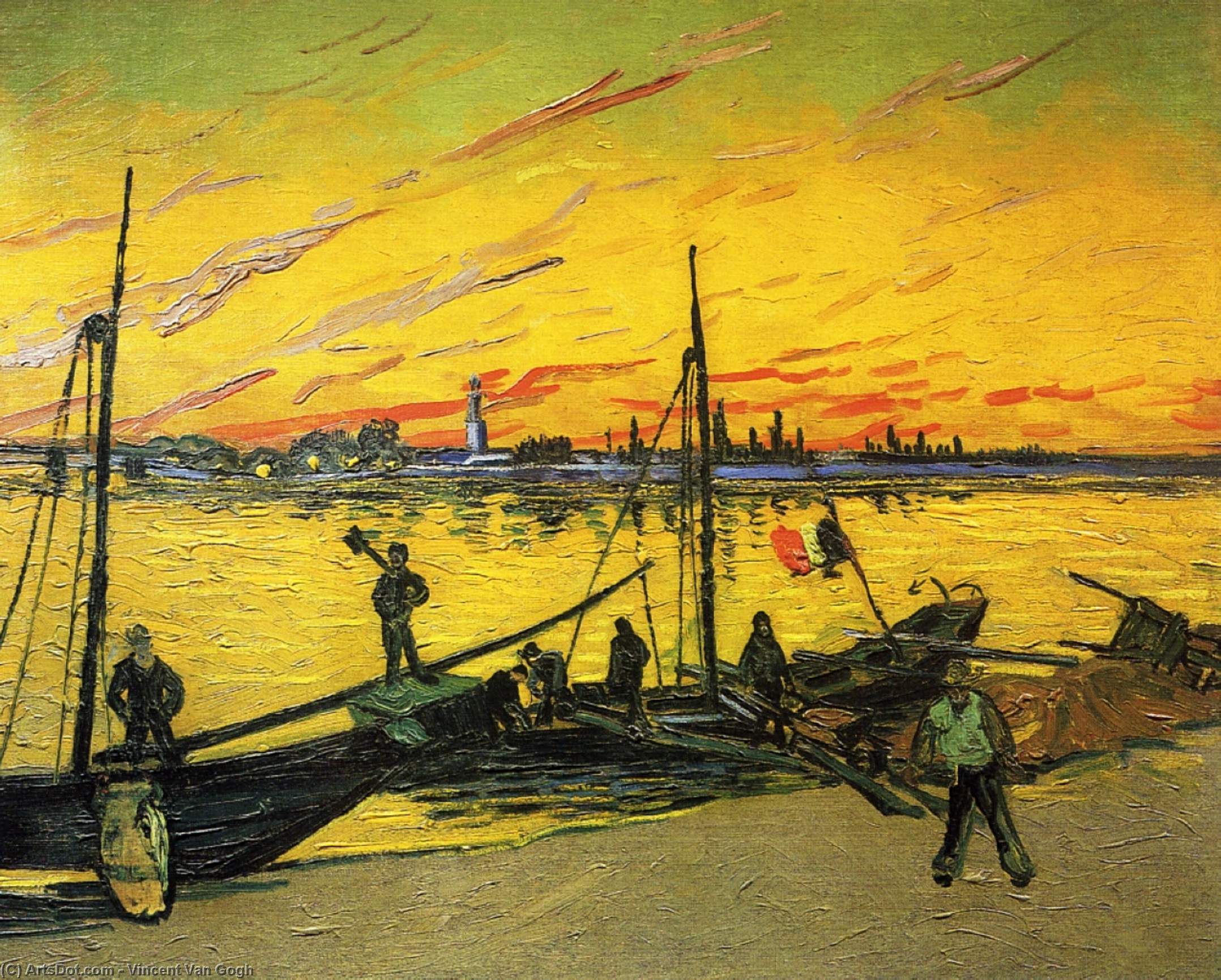 WikiOO.org - Encyclopedia of Fine Arts - Maleri, Artwork Vincent Van Gogh - Coal Barges
