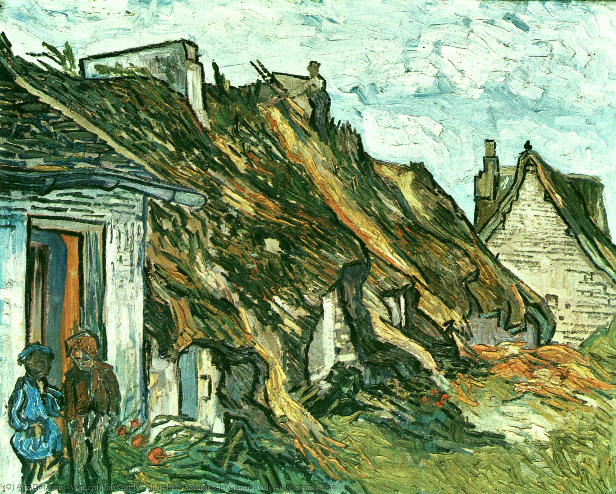 Wikioo.org - The Encyclopedia of Fine Arts - Painting, Artwork by Vincent Van Gogh - Thatched Cottages in Chaponval, Auvers-sur-Oise