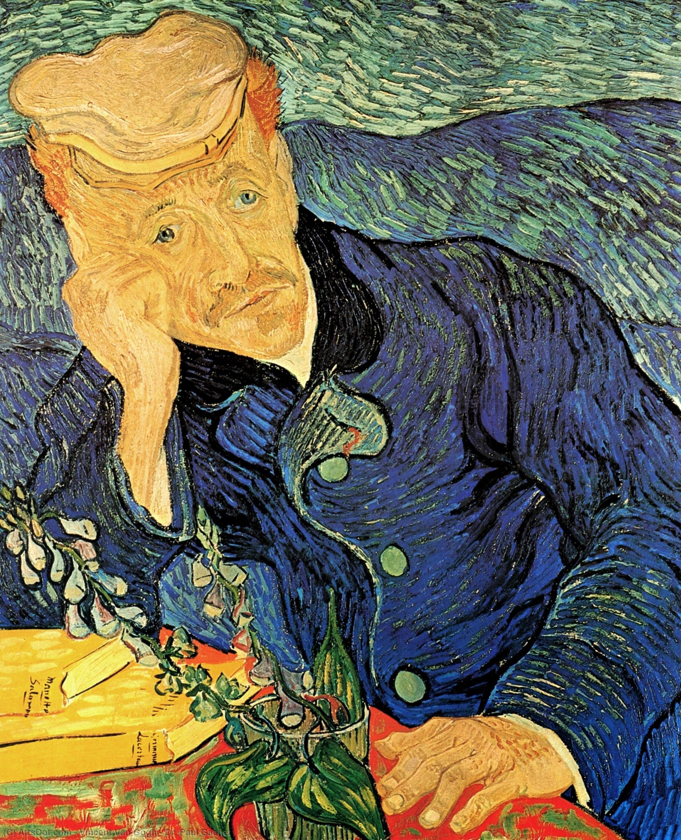 Wikoo.org - موسوعة الفنون الجميلة - اللوحة، العمل الفني Vincent Van Gogh - Dr. Paul Gachet
