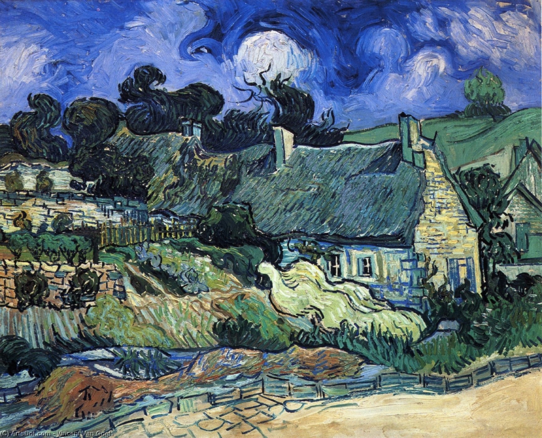 Wikioo.org - The Encyclopedia of Fine Arts - Painting, Artwork by Vincent Van Gogh - Houses with Thatched Roofs, Cordeville
