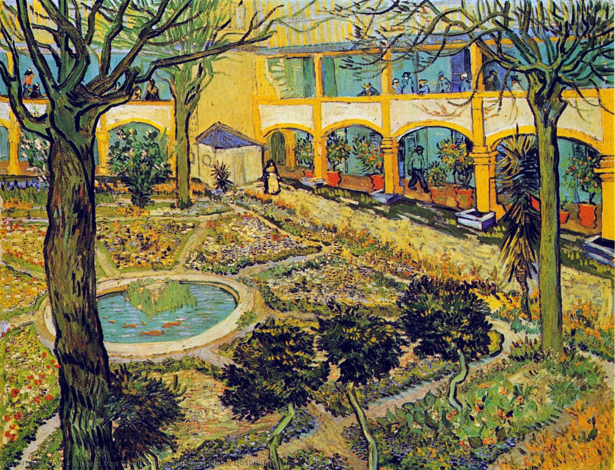 Wikioo.org - The Encyclopedia of Fine Arts - Painting, Artwork by Vincent Van Gogh - The Courtyard of the Hospital in Arles