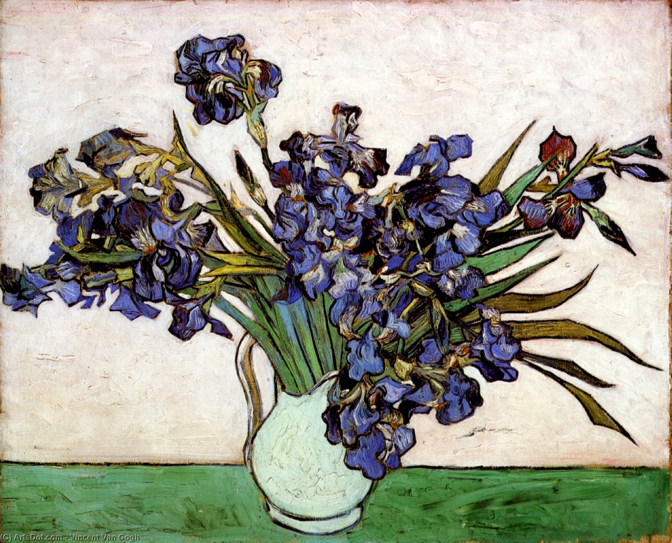 WikiOO.org - Encyclopedia of Fine Arts - Maľba, Artwork Vincent Van Gogh - Vase with Irises