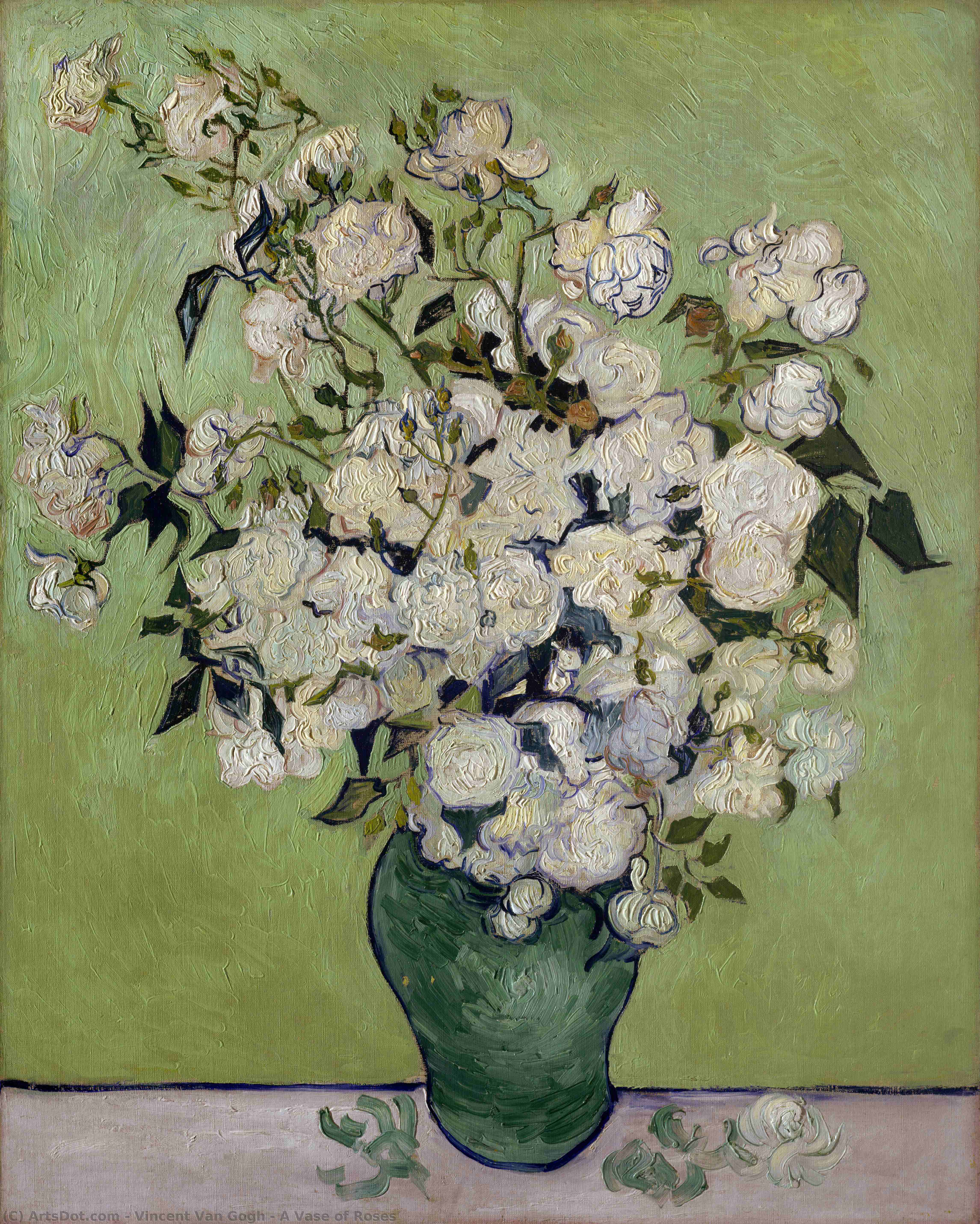WikiOO.org - Encyclopedia of Fine Arts - Maľba, Artwork Vincent Van Gogh - A Vase of Roses