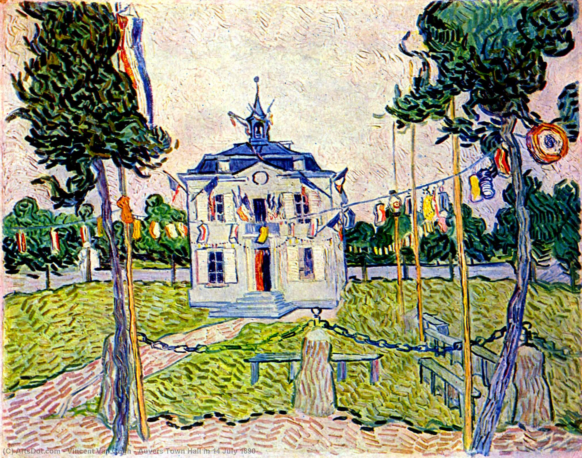 Wikioo.org - The Encyclopedia of Fine Arts - Painting, Artwork by Vincent Van Gogh - Auvers Town Hall in 14 July 1890