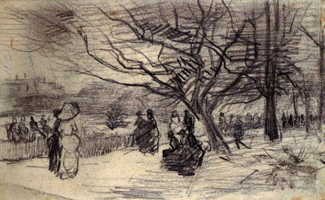 Wikioo.org - The Encyclopedia of Fine Arts - Painting, Artwork by Vincent Van Gogh - Figures in a Park