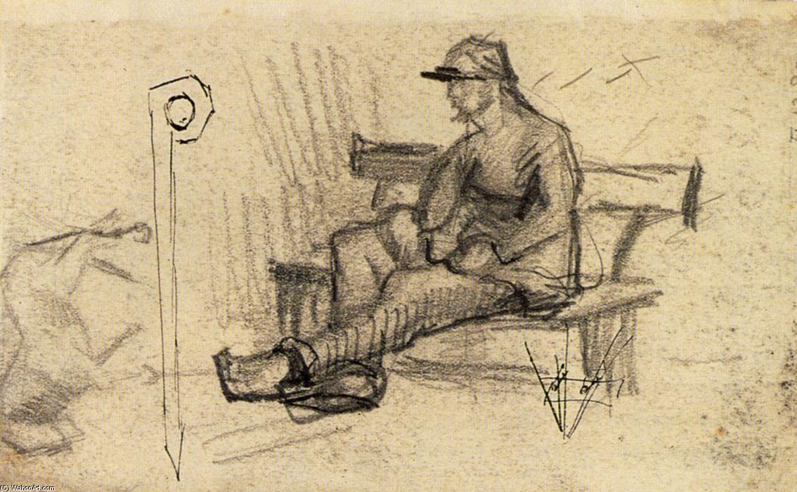 WikiOO.org - Encyclopedia of Fine Arts - Festés, Grafika Vincent Van Gogh - Man on a Bench