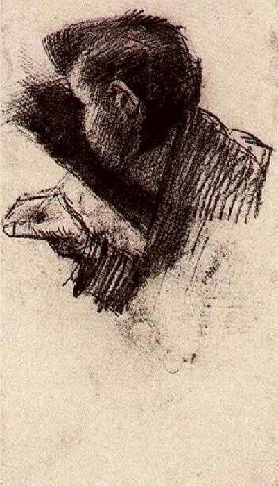 WikiOO.org - Güzel Sanatlar Ansiklopedisi - Resim, Resimler Vincent Van Gogh - Man, Drawing or Writing