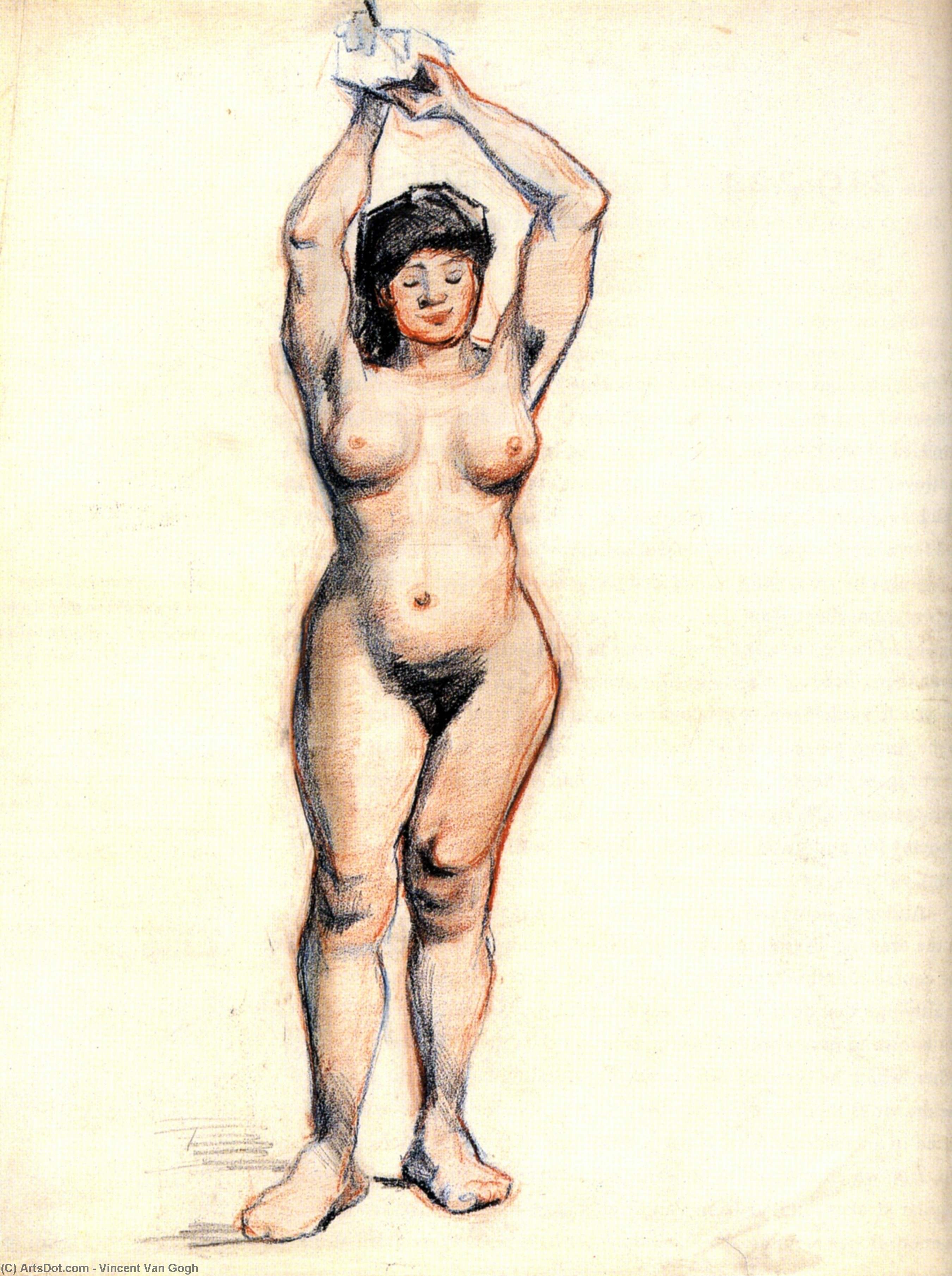 WikiOO.org - Encyclopedia of Fine Arts - Lukisan, Artwork Vincent Van Gogh - Standing Female Nude Seen from the Front