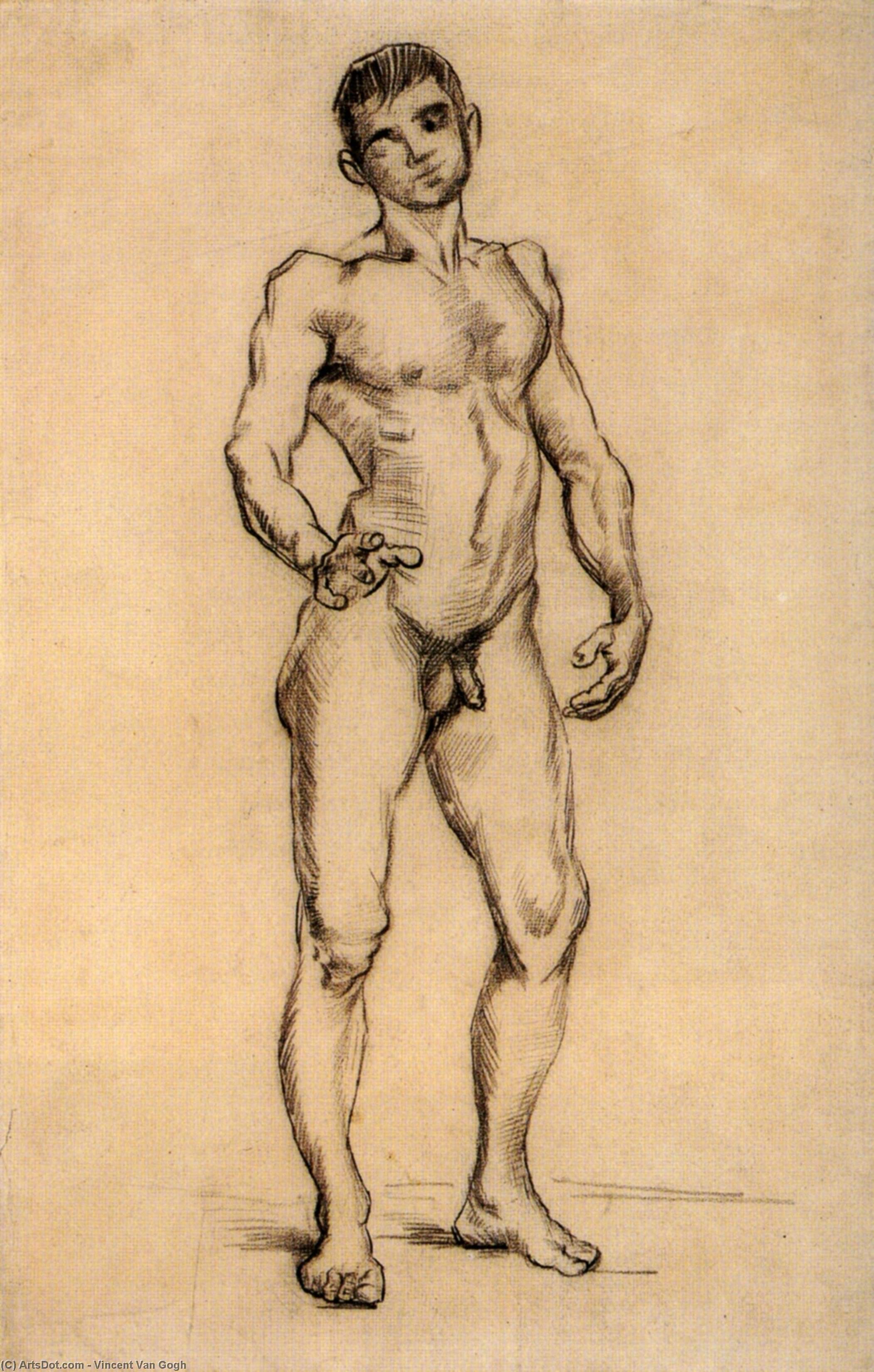 WikiOO.org - Encyclopedia of Fine Arts - Lukisan, Artwork Vincent Van Gogh - Standing Male Nude Seen from the Front