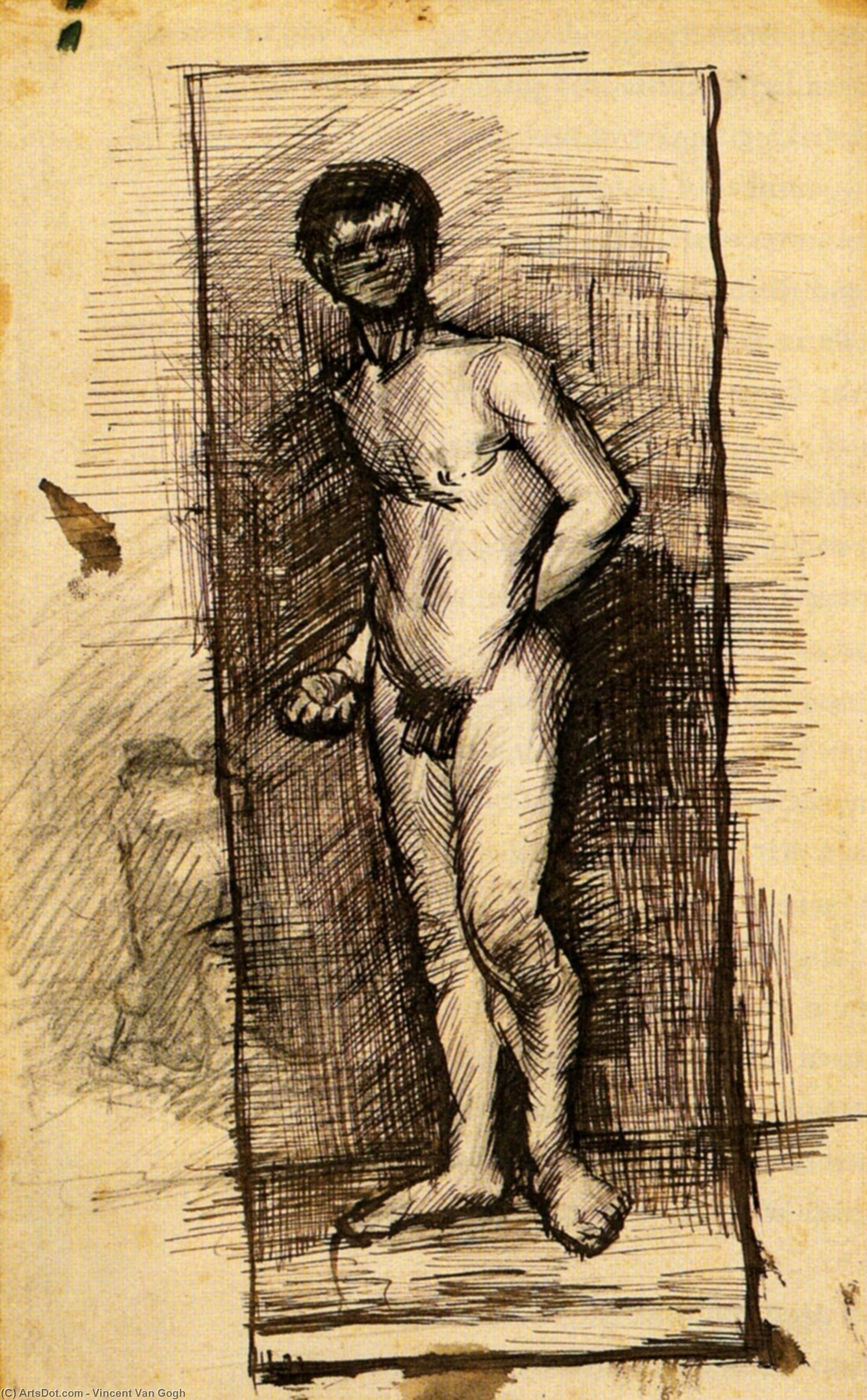 Wikioo.org - Encyklopedia Sztuk Pięknych - Malarstwo, Grafika Vincent Van Gogh - Standing Male Nude Seen from the Front