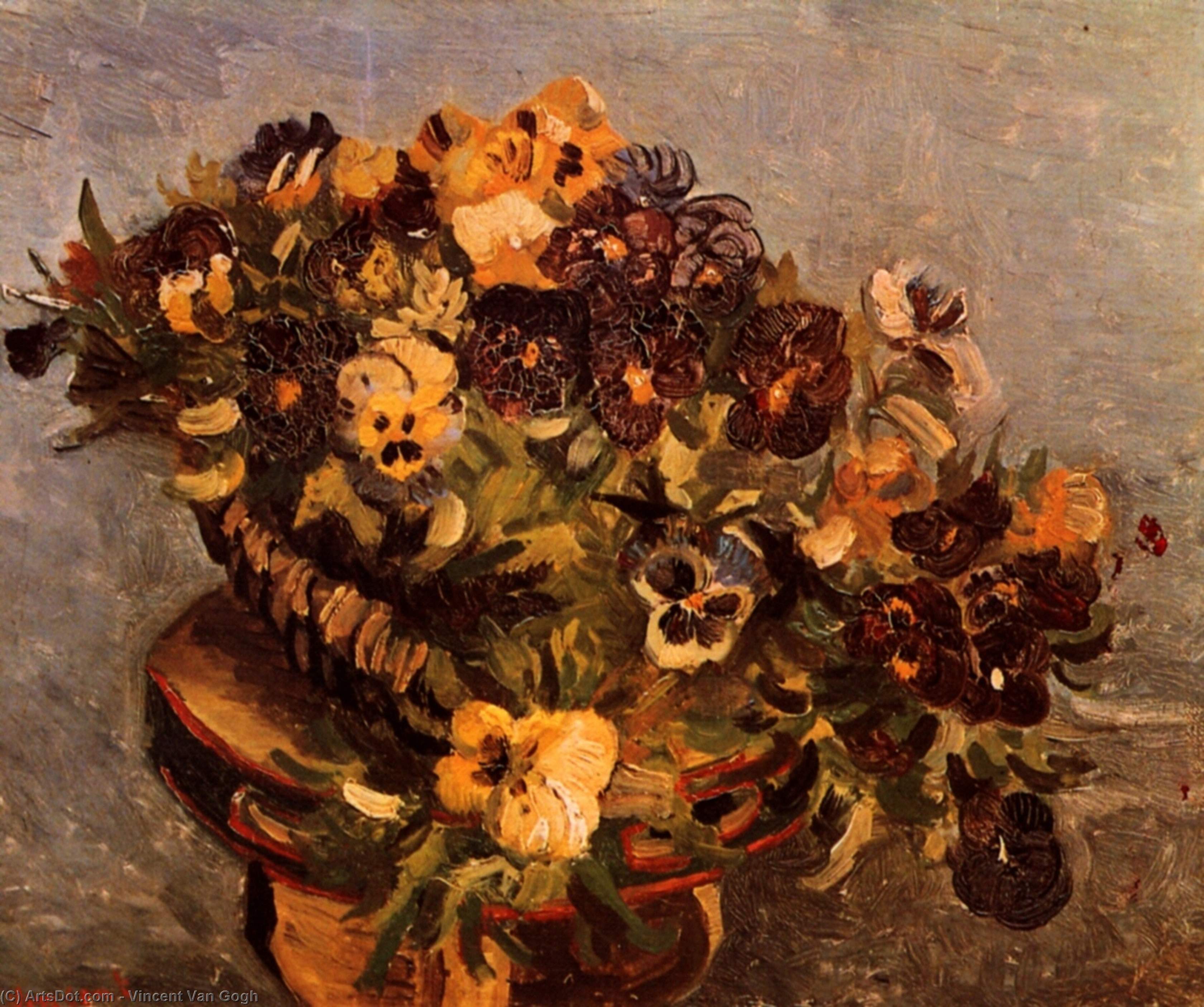 WikiOO.org - Güzel Sanatlar Ansiklopedisi - Resim, Resimler Vincent Van Gogh - Tambourine with Pansies