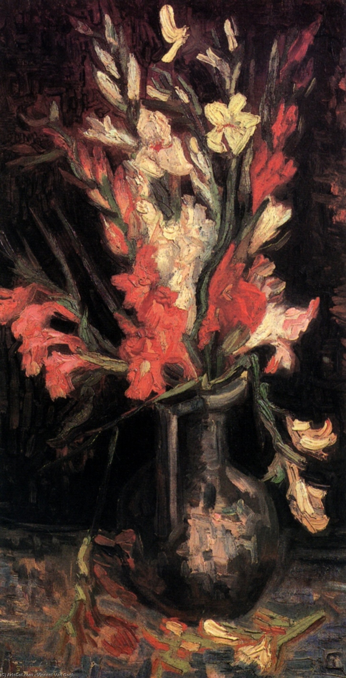 Wikioo.org - The Encyclopedia of Fine Arts - Painting, Artwork by Vincent Van Gogh - Vase with Red Gladioli