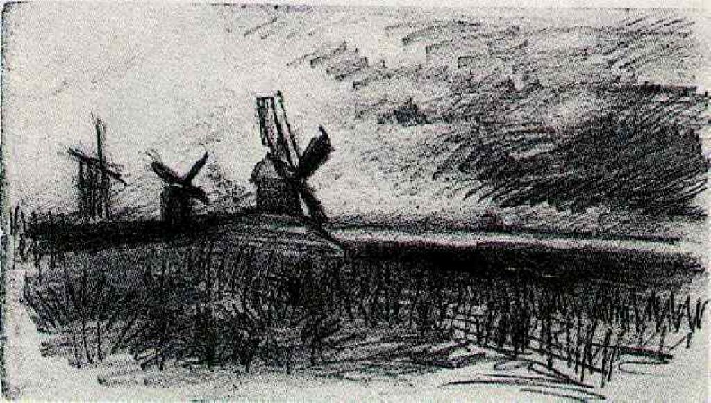 Wikioo.org - Bách khoa toàn thư về mỹ thuật - Vẽ tranh, Tác phẩm nghệ thuật Vincent Van Gogh - Windmills at Montmartre