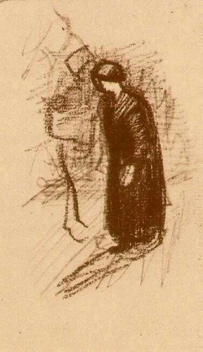 WikiOO.org - Енциклопедия за изящни изкуства - Живопис, Произведения на изкуството Vincent Van Gogh - Woman in Dark Dress, Walking