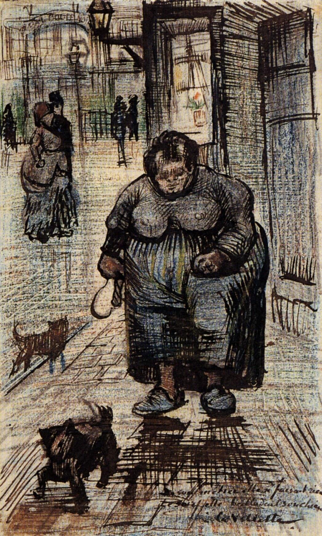 WikiOO.org - Güzel Sanatlar Ansiklopedisi - Resim, Resimler Vincent Van Gogh - Woman Walking Her Dog