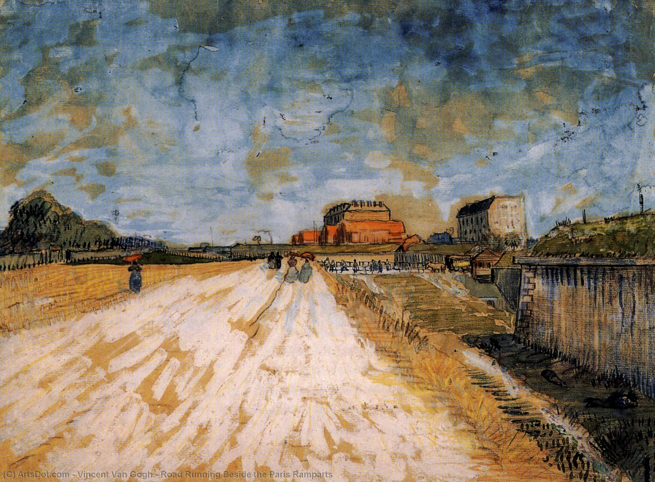 WikiOO.org - Encyclopedia of Fine Arts - Maleri, Artwork Vincent Van Gogh - Road Running Beside the Paris Ramparts