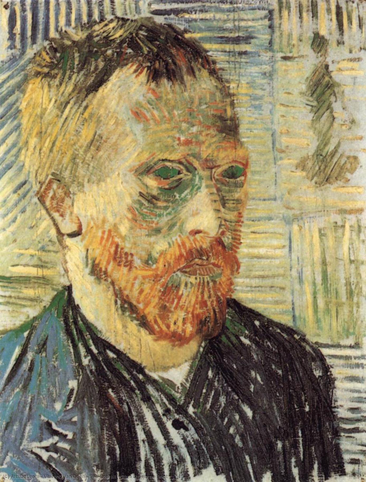Wikioo.org - The Encyclopedia of Fine Arts - Painting, Artwork by Vincent Van Gogh - Self-Portrait with a Japanese Print