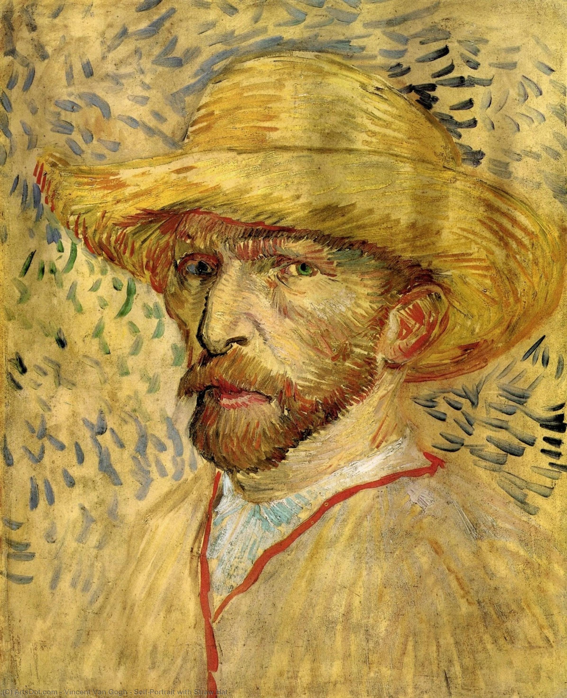 WikiOO.org - Enciclopédia das Belas Artes - Pintura, Arte por Vincent Van Gogh - Self-Portrait with Straw Hat