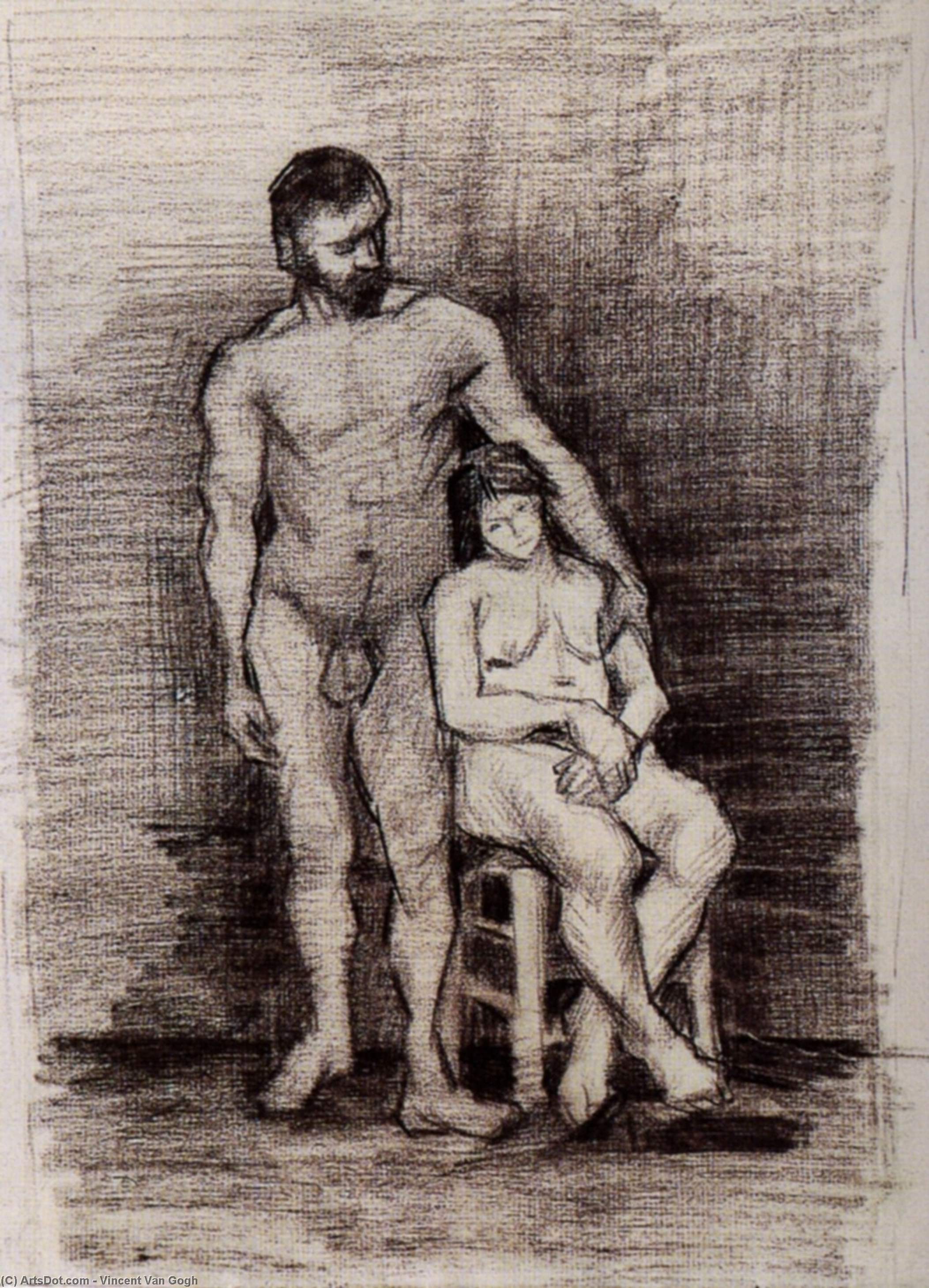 Wikioo.org - The Encyclopedia of Fine Arts - Painting, Artwork by Vincent Van Gogh - Standing Male and Seated Female Nudes
