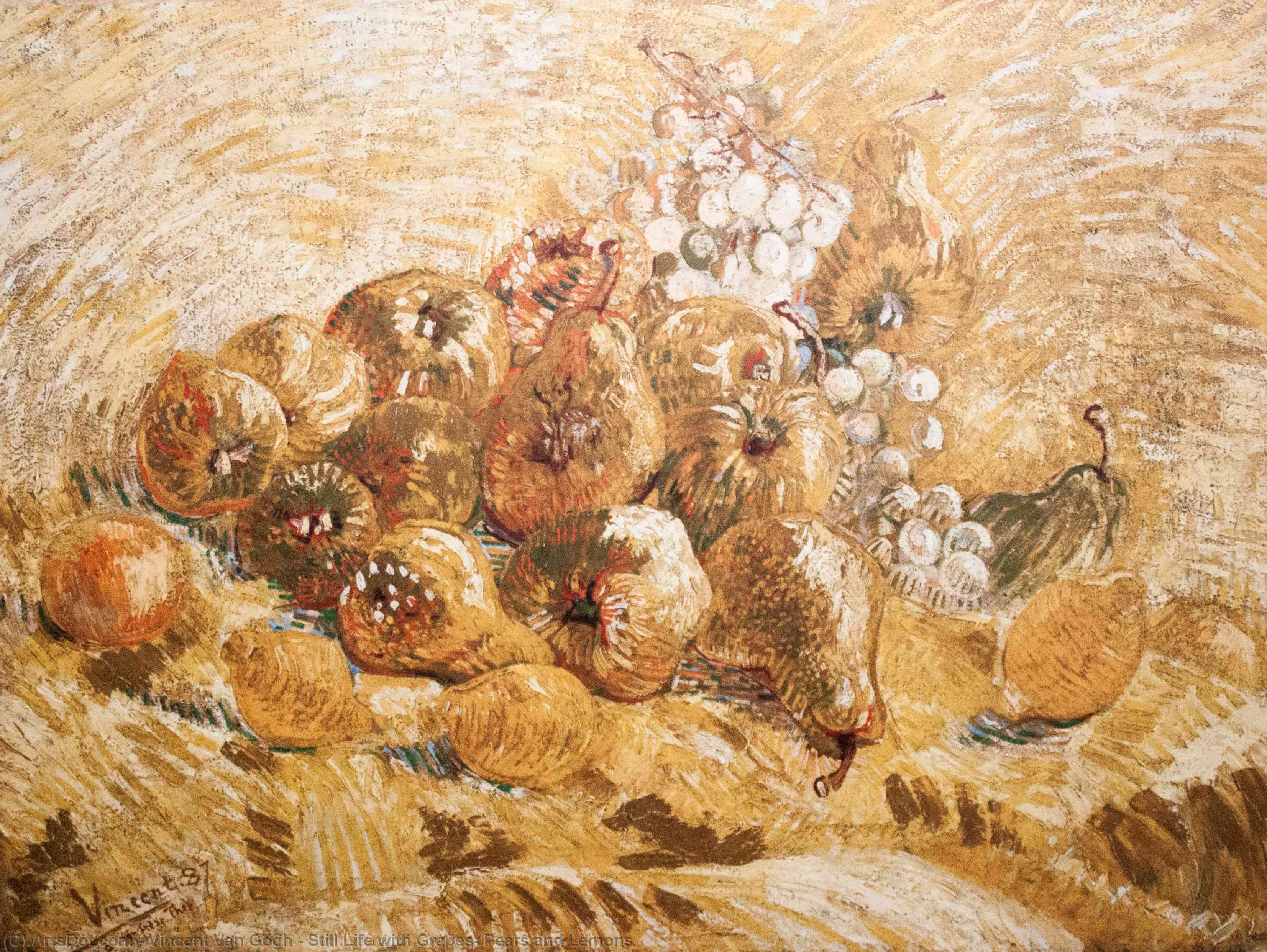 Wikoo.org - موسوعة الفنون الجميلة - اللوحة، العمل الفني Vincent Van Gogh - Still Life with Grapes, Pears and Lemons