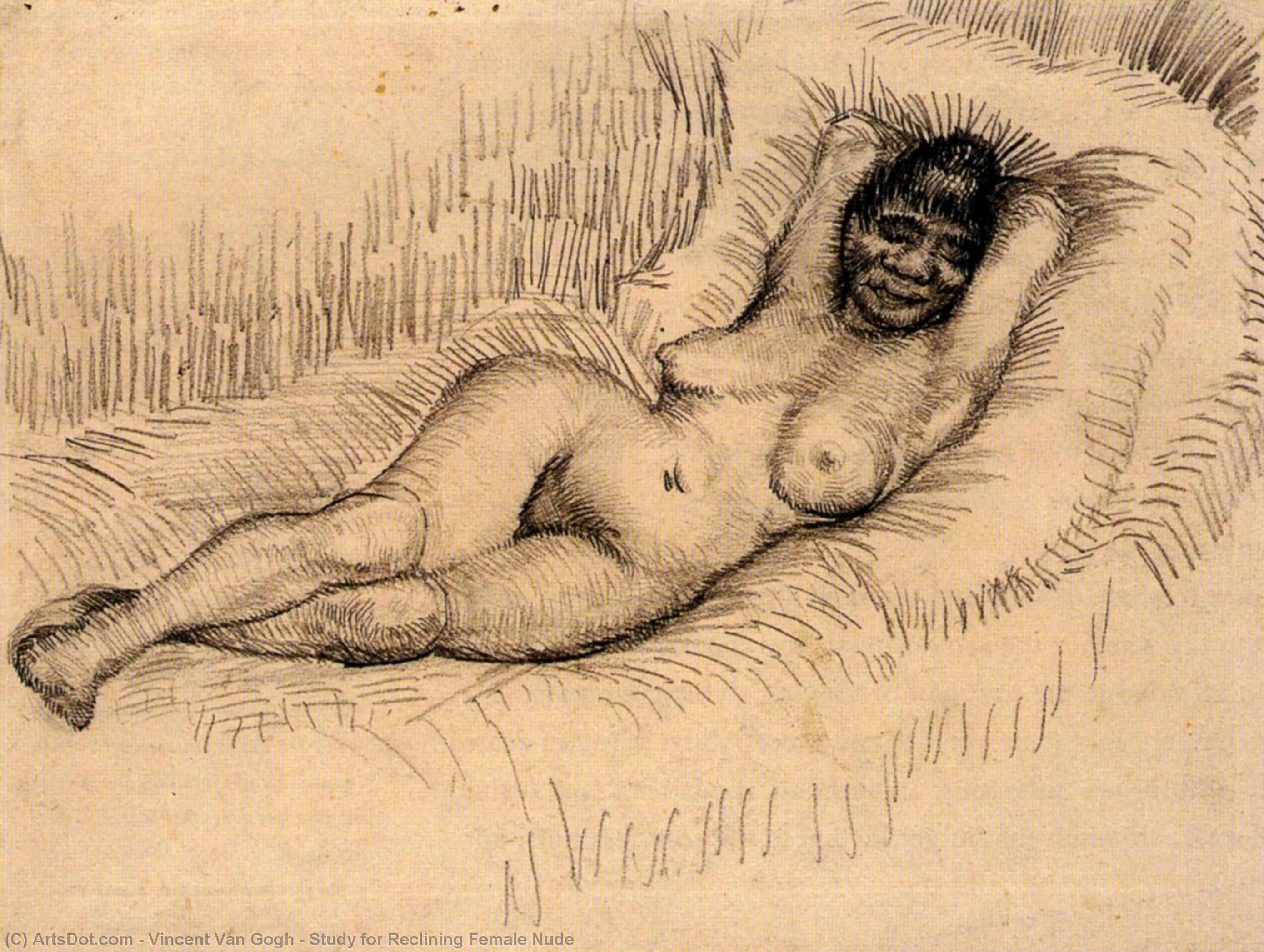 Wikioo.org - Bách khoa toàn thư về mỹ thuật - Vẽ tranh, Tác phẩm nghệ thuật Vincent Van Gogh - Study for Reclining Female Nude